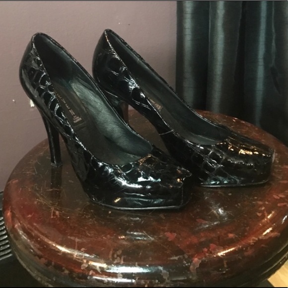 Steven By Steve Madden Shoes - STEVE MADDEN Patent Leather Croc Platform Heels